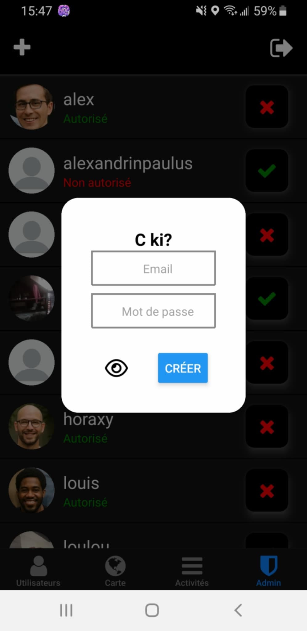 Tou — [Admin] Créer un compte à un utilisateur